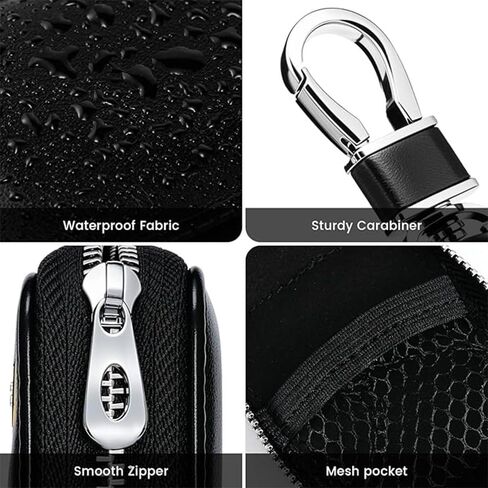 PU Leather Portable Arebud Case with Mesh Pocket - غطاء واقي لسماعات الرأس اللاسلكية والسلكية ، توافق كبل شحن USB (الأزرق الداكن) in Saudi Arabia