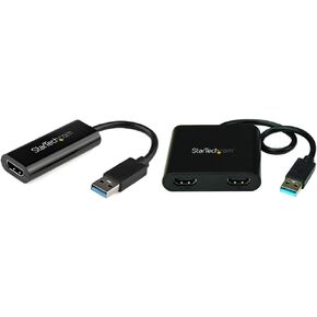 StarTech.com USB 3.0 to HDMI Adapter - 1080p (1900x1200) & USB 3.0 to Dual HDMI Adapter, External Video & Graphics Card - USB Type-A to HDMI Dual Monitor Display Adapter, Black (USB32HD2) in Saudi Arabia