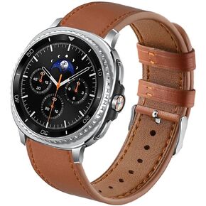 Compatible for Samsung Galaxy Watch 8 40mm 44mm/Watch 8 Classic 46mm Bands Leather, Women Men Genuine Leather Sport Replacement Strap Adjustable Wristbands Band for Galaxy Watch 8/8 Classic in Kuwait