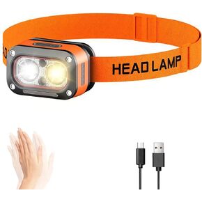 Headlamp Rechargeable, Lightweight LED Head Lamp, Motion Sensor Head Flashlight, Super Bright Outdoor Waterproof Headlight for Camping, Fishing, Hunting, Running, Repairing, Hiking in Saudi Arabia