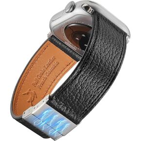 French Goatskin Leather Watch Band with Magnetic Buckle for Apple Watch Series 10 9 8 7 6 5 4 SE SE2 Ultra 2 for Women & Men, Leather Strap for iWatch 38mm 40mm 41mm 42mm 44mm 45mm 46mm 49mm in Saudi Arabia
