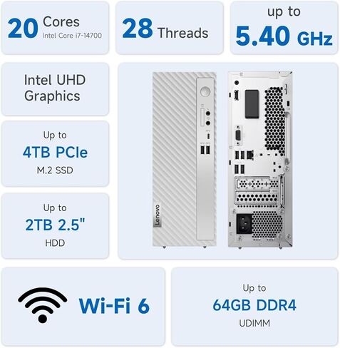 Lenovo 2025 IdeaCentre Business Tower Desktop ، Intel Core I7-14700 ، Wi-Fi 6 ، US Wired KB & M ، Windows 11 Pro ، Gray (RAM 16GB | 1TB) in Saudi Arabia