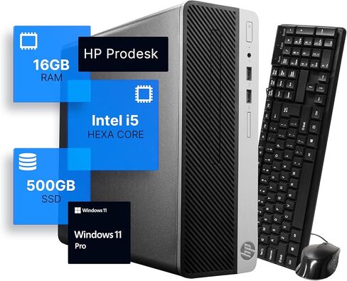 HP Prodesk I5-9500 9th Gen Desktop Computer (3.2) | 16 جيجابايت DDR4 RAM | 500 جيجابايت SSD الحالة الصلبة | Windows 11 Professional | كمبيوتر المنزل أو المكتب (متجدد) in Saudi Arabia