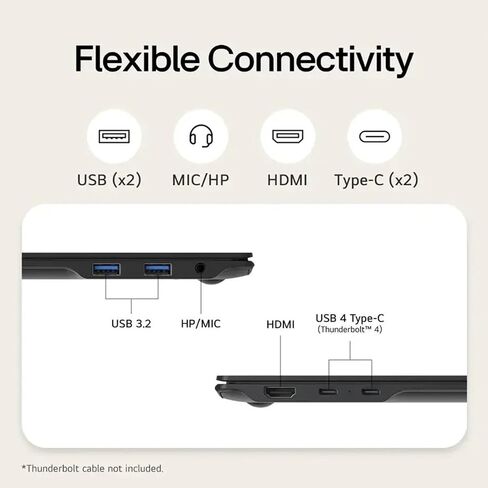 LG GRAM 17 Touchscreen Lapelot Copilot+ PC ، عرض 17 "WQXGA ، Intel Ultra 7 Series 2 258V ، 32 GB RAM ، 4 TB SSD ، Intel ARC Graphics ، Backlit ، Wi-Fi 7 ، Windows 11 Pro in Kuwait