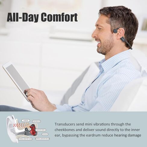 سماعات توصيل العظام مع ميكروفون بلوتوث 5.2 سماعات أذن مفتوحة مع سماعات أذن لميكروي in Kuwait