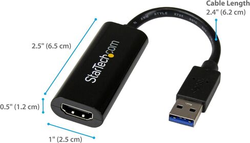 Startech.com USB 3.0 إلى محول HDMI - 1080p (1900x1200) و USB 3.0 إلى محول HDMI المزدوج ، بطاقة الفيديو والرسومات الخارجية - USB Type -A إلى HDMI شاشة العرض المزدوجة ، الأسود (USB32HD2) in Saudi Arabia