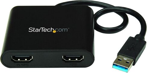 Startech.com USB 3.0 إلى محول HDMI - 1080p (1900x1200) و USB 3.0 إلى محول HDMI المزدوج ، بطاقة الفيديو والرسومات الخارجية - USB Type -A إلى HDMI شاشة العرض المزدوجة ، الأسود (USB32HD2) in Saudi Arabia