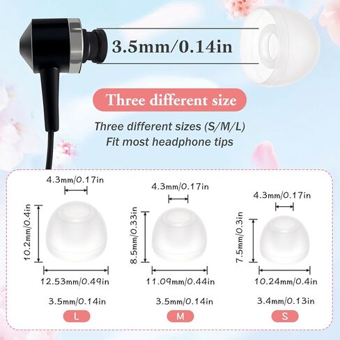15 Pairs Earbud Tips, Clear Silicone Ear Bud Replacement Tip in-Ear Headphones Soft Earbud Covers Eartips Fit Most in-Ear Earbud（15 Pairs, S/M/L Sizes） in Saudi Arabia