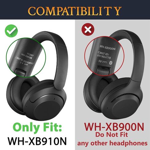 SOULWIT Headband Side Cover Slider Outer & Inner for Sony WH-XB910, XB910N Extra Bass Noise Cancelling Headphones(Do Not Fit WH-XB900N), Replacement Head Band Repair Part Accessories Kit - Black in Saudi Arabia