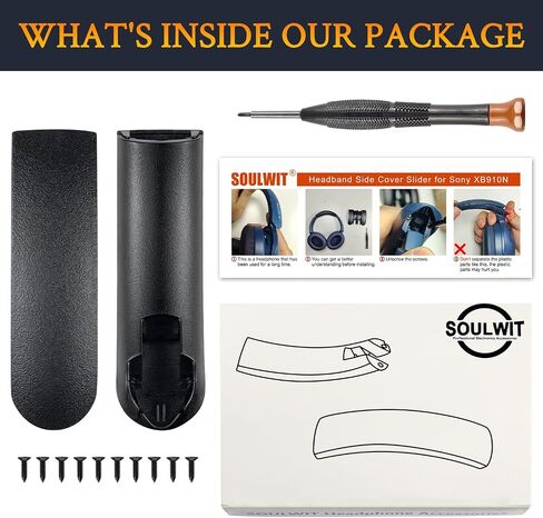 SOULWIT Headband Side Cover Slider Outer & Inner for Sony WH-XB910, XB910N Extra Bass Noise Cancelling Headphones(Do Not Fit WH-XB900N), Replacement Head Band Repair Part Accessories Kit - Black in Saudi Arabia