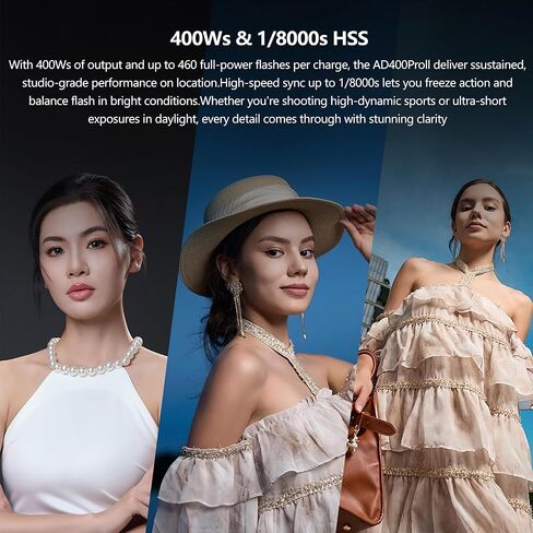 Godox AD400 Pro II Flash Strobe Light ، 0.01-1S Recycle 1/8000S HSS Outdoor Monilight BL-Color مع نظام لاسلكي X Wireless ، ومزامنة واحدة مع بطارية X3 قابلة لإعادة الشحن و Bowens Mount (ترقية AD400PRO) in Kuwait