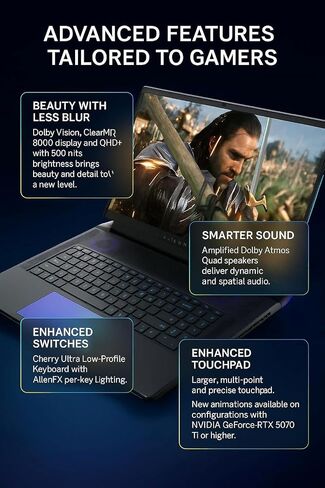 Alienware (2025) 18 Area-51 Gaming Laptop • Intel Ultra 9 275Hx • GeForce RTX 5080 16GB GDDR7 • 18 "QHD+ 3000Hz ، Wi-Fi 7 ، AI NPU in Kuwait