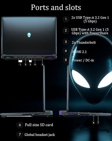 Alienware (2025) 18 Area-51 Gaming Laptop • Intel Ultra 9 275Hx • GeForce RTX 5080 16GB GDDR7 • 18 "QHD+ 3000Hz ، Wi-Fi 7 ، AI NPU in Kuwait