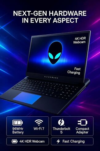 Alienware (2025) 18 Area-51 Gaming Laptop • Intel Ultra 9 275Hx • GeForce RTX 5080 16GB GDDR7 • 18 "QHD+ 3000Hz ، Wi-Fi 7 ، AI NPU in Kuwait