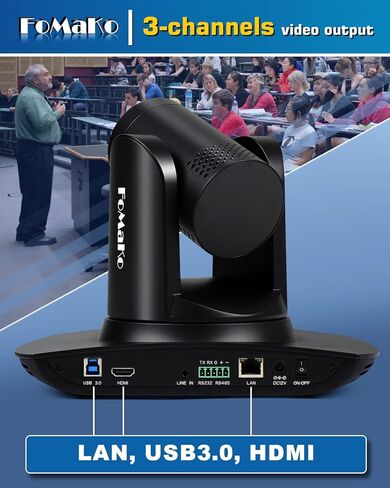 FoMaKo 20x Optical Zoom HDMI PTZ Camera AI Auto-Tracking Gen 3,for Professional Sports Event Including Table Tennis competitions or Teaching Live Production (FMK12UH Pro-B X3+KC601+KC608 Pro) in Saudi Arabia