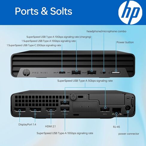 HP Pro Mini 400 G9 Business Mini PC Desktop Computer, Intel CPU, 16GB RAM, 1TB SSD, USB-C, WiFi 6, Bluetooth 5.2, Dual 4K Display Support, Windows 11 Pro, Keyboard and Mouse Included in Saudi Arabia
