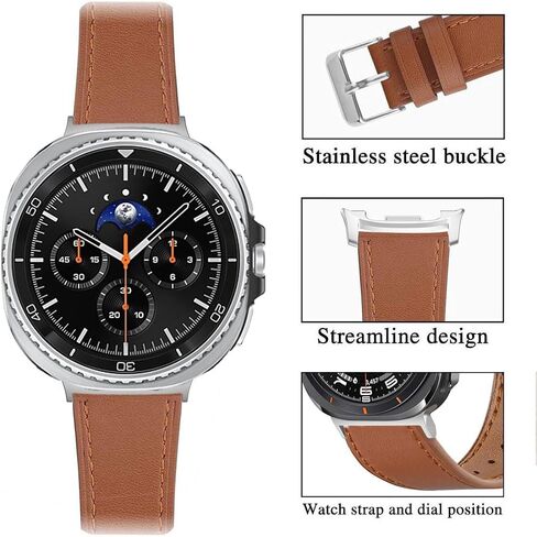 متوافق مع Samsung Galaxy Watch 8 40mm 44mm/Watch 8 Classic 46mm Bands Leather ، Women Men Genine Leather Sport Resport Strap Band for Galaxy Watch 8/8 Classic in Saudi Arabia
