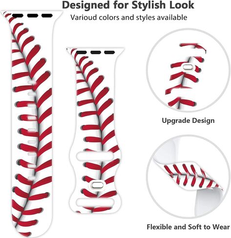 Sport Fashion Band Compatible with Apple Watch Bands 49/45/44/42/41/40/38mm for Women Men, Silicone Printed Fadeless Pattern Design Strap for iWatch Series 9,8,7,6,5,4,3,2,1,SE in Saudi Arabia