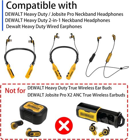 Replacement Foam Ear Tips for for Dewalt Headphones, Compatible with Dewalt Heavy Duty/Jobsite Pro/Heavy Duty 2-in-1 Bluetooth Neckband Headphones, 3 Pairs (S/M/L, Black) in Saudi Arabia