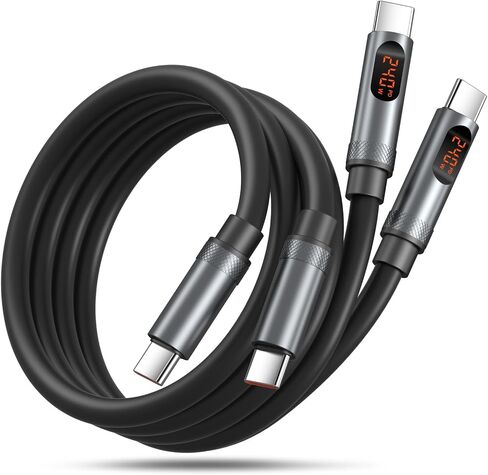 شحن Excgood C إلى C Cable Charging Fast ، 240W [6ft] Cable USB-C مع عرض LED شاحن طويل من نوع C-Charger for iPhone 16 15 iPad MacBook Pro Air Air Airbops Galaxy S25 Android هواتف ، 2 عبوة in Kuwait