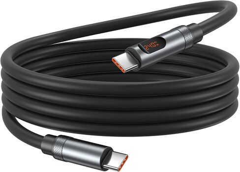 شحن Excgood C إلى C Cable Charging Fast ، 240W [6ft] Cable USB-C مع عرض LED شاحن طويل من نوع C-Charger for iPhone 16 15 iPad MacBook Pro Air Air Airbops Galaxy S25 Android هواتف ، 2 عبوة in Kuwait