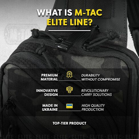 حقيبة M-Tac Elite Sling - حقيبة صدر تكتيكية كروسبودي مخفية تحمل CCW من EDC in Kuwait