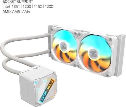 GIGABYTE Gaming 240 ICE Liquid CPU Cooler, 240mm Radiator with 2X 120mm Low Noise ARGB Fans, Compatible with Intel LGA 1851, 1700, 115X, 1200, and AMD AM5, AM4 (GIGABYTE Gaming 240 ICE) in Saudi Arabia