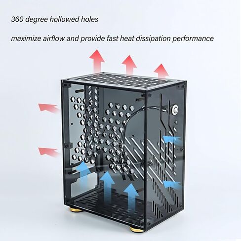 حالة كمبيوتر Mini ITX ، سعة 4.3 لتر ، تدفق الهواء 360 درجة ، لوحة جانبية شفافة ، دعم مزود الطاقة المرن ، 2.5 بوصة متوافقة مع SSD ، حالة كمبيوتر ITX ، حالة Mini ITX ، Micro ITX PC in Kuwait