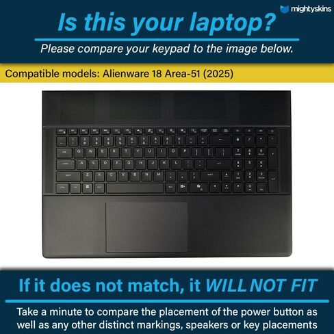 غلاف الكمبيوتر المحمول المتوافق مع Alienware 18 Area-51 (2025) - أحمر غامق - غطاء لاصق واقٍ من الفينيل الفاخر 3M - سهل التطبيق | صُنع في الولايات المتحدة الأمريكية بواسطة MightySkins in Kuwait