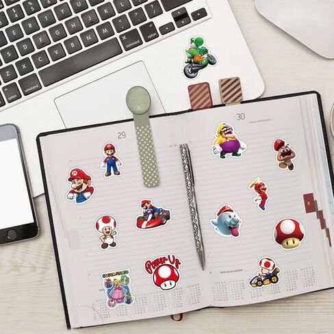 50 Pcs Mario Stickers, Large Bulk Sticker for Laptop, Phone, Water Bottles, Computer Cars... Decal DIY Décor for Bumper Accesory in Kuwait