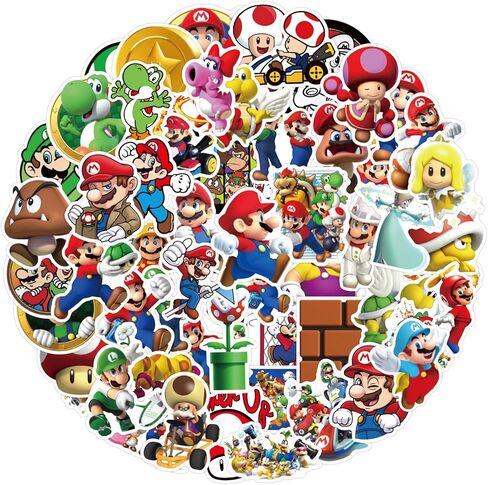 50 Pcs Mario Stickers, Large Bulk Sticker for Laptop, Phone, Water Bottles, Computer Cars... Decal DIY Décor for Bumper Accesory in Kuwait
