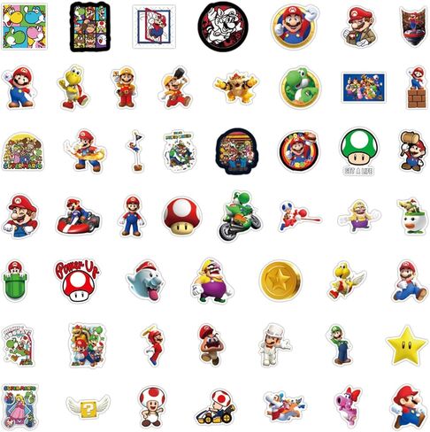 50 Pcs Mario Stickers, Large Bulk Sticker for Laptop, Phone, Water Bottles, Computer Cars... Decal DIY Décor for Bumper Accesory in Kuwait