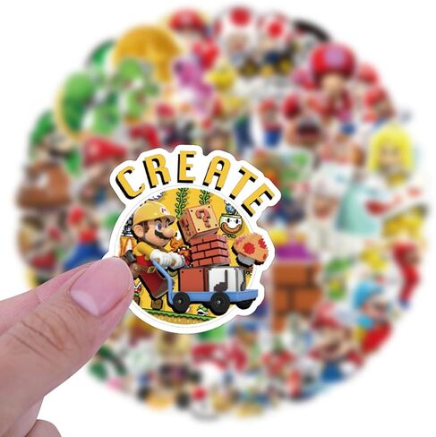 50 Pcs Mario Stickers, Large Bulk Sticker for Laptop, Phone, Water Bottles, Computer Cars... Decal DIY Décor for Bumper Accesory in Kuwait