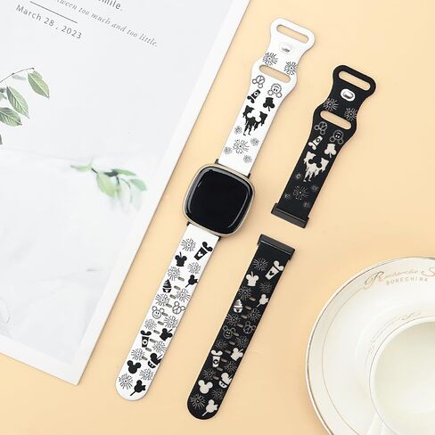 2 حزمة الرسوم المتحركة النقاشات المحفورة المتوافقة مع Fitbit Sense 2/ Sense Fitbit Versa 4/ Versa 3 نساء ، حزام سبورت سيليكون ناعم ناعم من أجل Fitbit Sense 2/ Versa 4 Smart Watch in Kuwait