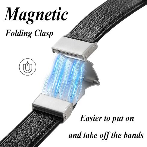 فرنسي Goatskin Leather Watch Band مع مشبك مغناطيسي لسلسلة Apple Watch Series 10 9 8 7 6 5 4 SE SE2 Ultra 2 للنساء والرجال ، حزام جلدي لـ IWatch 38mm 40mm 41mm 42mm 44mm 45mm 46mm 49mm in Saudi Arabia