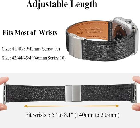 فرنسي Goatskin Leather Watch Band مع مشبك مغناطيسي لسلسلة Apple Watch Series 10 9 8 7 6 5 4 SE SE2 Ultra 2 للنساء والرجال ، حزام جلدي لـ IWatch 38mm 40mm 41mm 42mm 44mm 45mm 46mm 49mm in Saudi Arabia