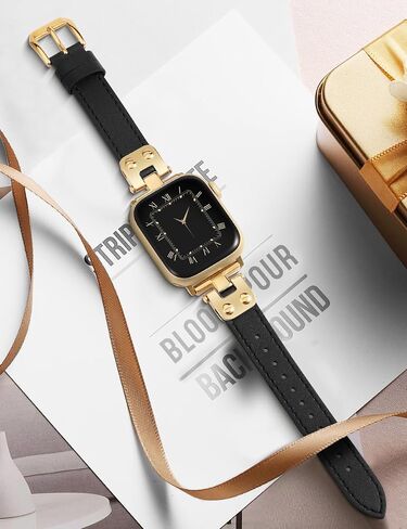 Minyee Slim Leather Band متوافق مع نطاقات Apple Watch 38/41/41/42/44/45/46/49 ملم ، حزام جلدي ناعم رفيع مع المصمم لسلسلة IWATCH 10/9/SE/8/7/6/6/5/2/2/1 in Kuwait