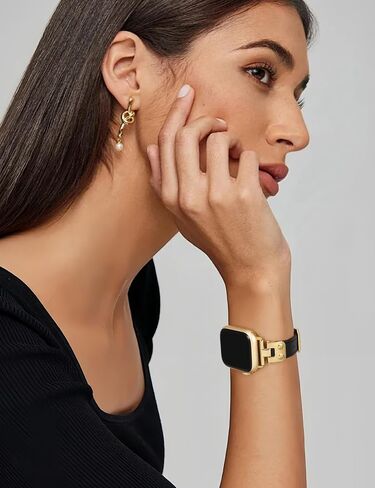 Minyee Slim Leather Band متوافق مع نطاقات Apple Watch 38/41/41/42/44/45/46/49 ملم ، حزام جلدي ناعم رفيع مع المصمم لسلسلة IWATCH 10/9/SE/8/7/6/6/5/2/2/1 in Kuwait