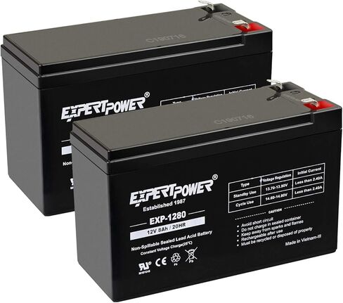 ExpertPower® 12V 8AH محكم المحتملة حمض البطارية (SLA) بديل للبطارية للنسخ الاحتياطي APC ES 550VA الاحتياطية PRO 1300/1500 LIFTMASTER CSL-24VDC SLIDER GATE OPENE-F2 Terminals- 2 Pack in Saudi Arabia