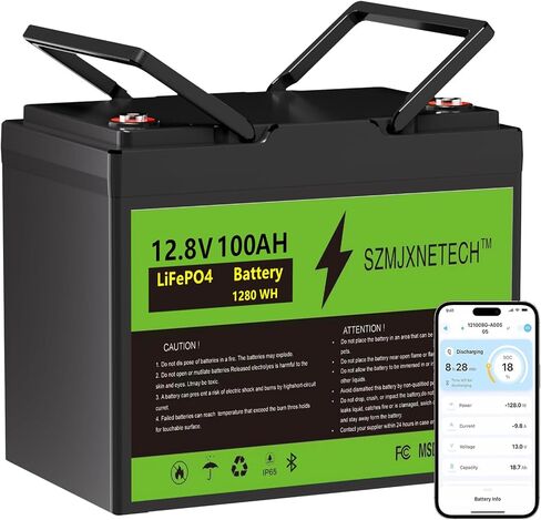 12.8v 100ah Group 24 LifePo4 بطارية مع Bluetooth ، وبطارية ليثيوم دورة عميقة ، ومدمج في 100A BMS مع حماية منخفضة الإيقاع ، ودورات كحد أقصى. in Saudi Arabia