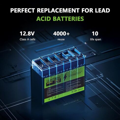 12.8v 100ah Group 24 LifePo4 بطارية مع Bluetooth ، وبطارية ليثيوم دورة عميقة ، ومدمج في 100A BMS مع حماية منخفضة الإيقاع ، ودورات كحد أقصى. in Saudi Arabia