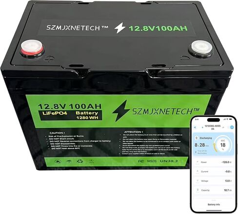 12.8v 100ah Group 24 LifePo4 بطارية مع Bluetooth ، وبطارية ليثيوم دورة عميقة ، ومدمج في 100A BMS مع حماية منخفضة الإيقاع ، ودورات كحد أقصى. in Saudi Arabia