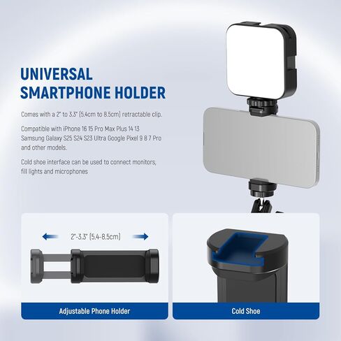 Neewer Magnetic Phone Fence Mount مع ظل متوافق مع iPhone mevo ابدأ GoPro Insta360 DJI Pocket Radar Gamechanger ، ألعاب التنس البيسبول التي تدفق الفيديو التثبيت ، CA145 in Kuwait