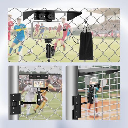 Neewer Magnetic Phone Fence Mount مع ظل متوافق مع iPhone mevo ابدأ GoPro Insta360 DJI Pocket Radar Gamechanger ، ألعاب التنس البيسبول التي تدفق الفيديو التثبيت ، CA145 in Kuwait