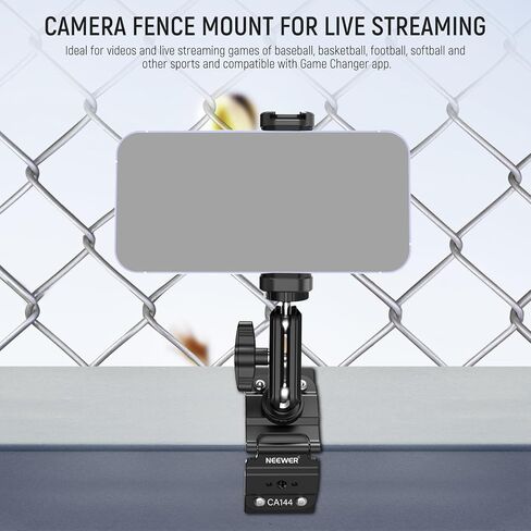 NEEWER Magnetic Phone Fence Mount with Shade Compatible with iPhone Mevo Start GoPro Insta360 DJI Pocket Radar Gamechanger, Baseball Tennis Games Streaming Video Recording Mounting Accessories, CA145 in Saudi Arabia