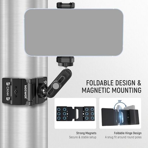 NEEWER Magnetic Phone Fence Mount with Shade Compatible with iPhone Mevo Start GoPro Insta360 DJI Pocket Radar Gamechanger, Baseball Tennis Games Streaming Video Recording Mounting Accessories, CA145 in Saudi Arabia