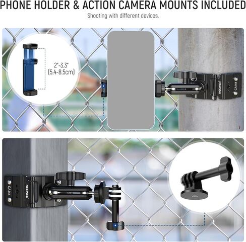 NEEWER Magnetic Phone Fence Mount with Shade Compatible with iPhone Mevo Start GoPro Insta360 DJI Pocket Radar Gamechanger, Baseball Tennis Games Streaming Video Recording Mounting Accessories, CA145 in Saudi Arabia