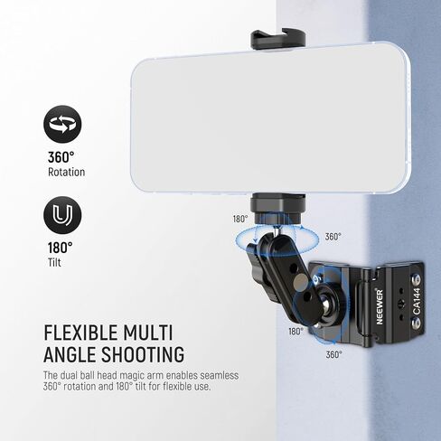 NEEWER Magnetic Phone Fence Mount with Shade Compatible with iPhone Mevo Start GoPro Insta360 DJI Pocket Radar Gamechanger, Baseball Tennis Games Streaming Video Recording Mounting Accessories, CA145 in Saudi Arabia