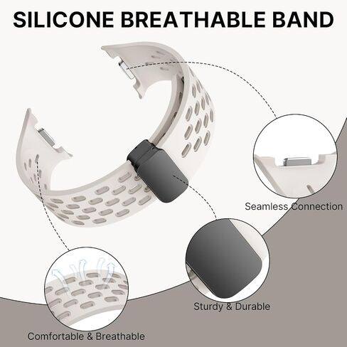 Sport Bands Compatible with Samsung Galaxy Watch 8 40mm 44mm/Galaxy Watch 8 Classic 46mm,No Gap Soft Silicone Strap with Magnetic Buckle for Men Women in Kuwait
