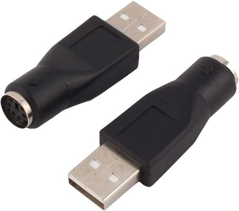 Sanoxy (حزمة 2x) PS/2 أنثى إلى USB الذكور المحول PS/2 لوحة مفاتيح إلى محول USB - M/F (2x حزمة أسود) in Kuwait